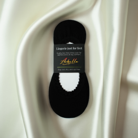 Arbella Style Signature Black footie flat lay - elegant no-show sock that won't slip
